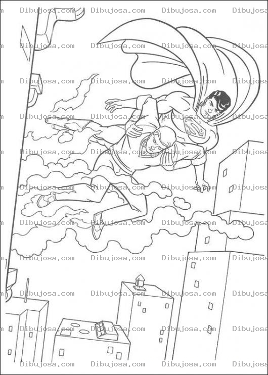 Dibujo para colorear Superman Rescatando a un Hombre