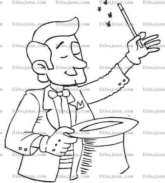 Dibujo para colorear Mago Con Varita Magica Para Colorear Y Pintar