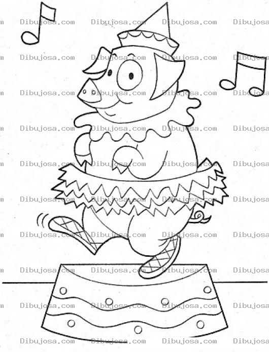 Dibujo para colorear Colorear Cochinito De Circo