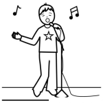 Dibujo para colorear Colorear Muchacho Cantando Con Microfono