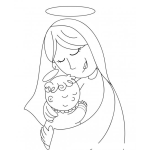 Dibujo para colorear Maria y Jesus