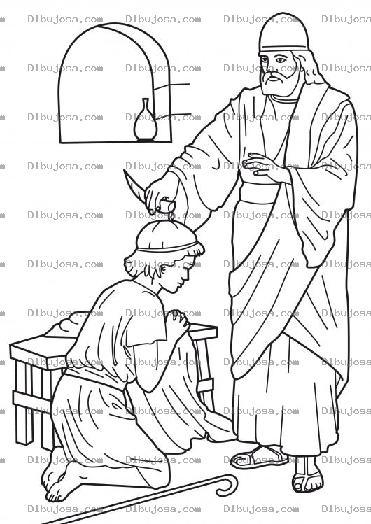 Dibujo para colorear Dibujo de la Uncion de Samuel