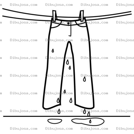 Dibujo para colorear Clorear Pantalon Secandose En El Tendedero