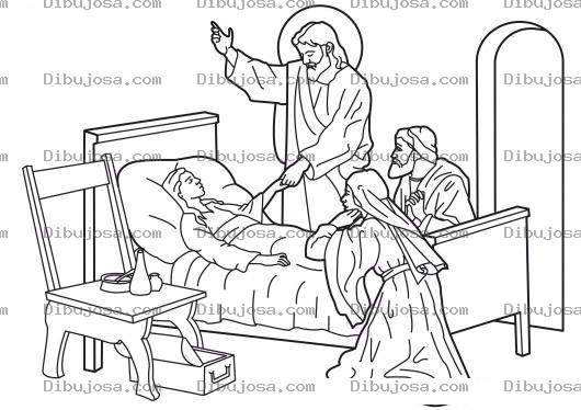 Dibujo para colorear Dibujo de Jesus resusitando a la hija de Jairo