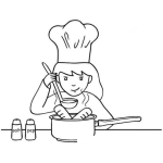 Dibujo para colorear Colorear Mujer Cocinando