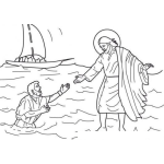 Dibujo para colorear Dibujo de Jesus Caminando en el agua para colorear