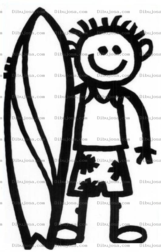 Dibujo para colorear Colorear Dibujo De Nino Con Tabla De Surf Para Pintar