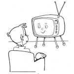 Dibujo para colorear Colorear Muchacho Viendo La Television