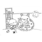 Dibujo para colorear Colorear Hermanitos Jugando En Su Habitacion