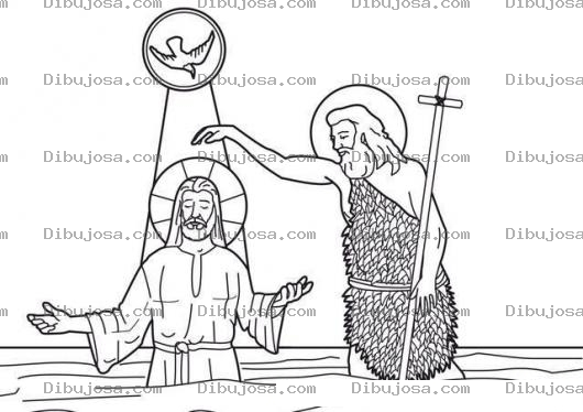 Dibujo para colorear Dibujo del bautizo de Jesus para colorear