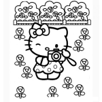 Dibujo para colorear hello kitty tomando fotos