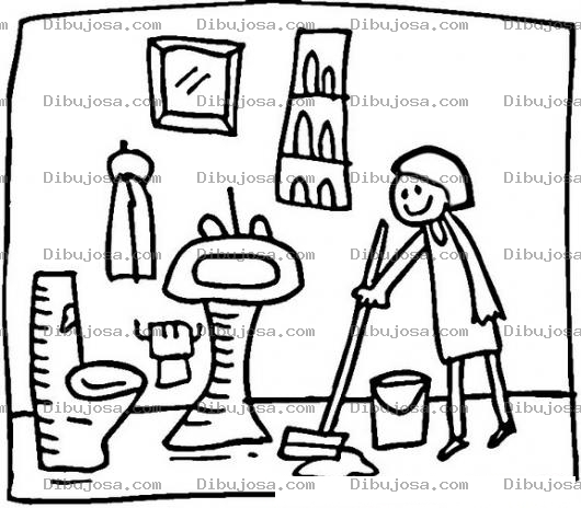 Dibujo para colorear Colorear Mama Limpiando El Sanitario