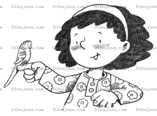 Dibujo para colorear Colorear Chica Con Perico