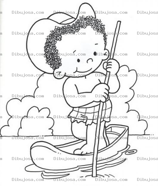 Dibujo para colorear Colorear Negrito En Cayuco