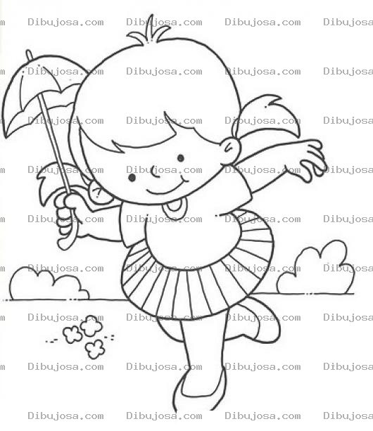 Dibujo para colorear Colorear Nena Con Sombrilla