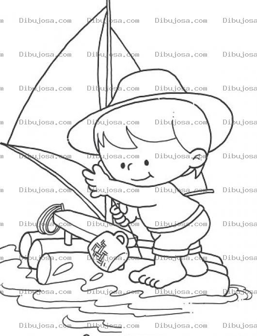 Dibujo para colorear Colorear Nene En Balsa
