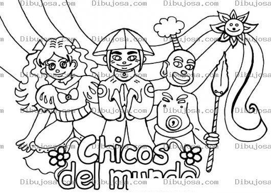 Dibujo para colorear Chicos Del Mundo Para Pintar Y Colorear