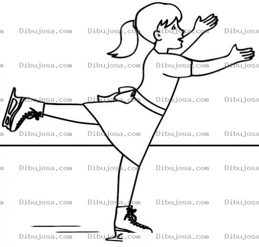 Dibujo para colorear Chica Patinando Sobre Hielo Para Colorear