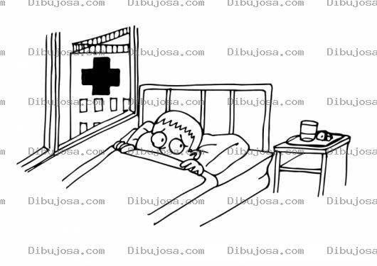 Dibujo para colorear Colorear Enfermo En Hospital