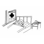 Dibujo para colorear Colorear Enfermo En Hospital