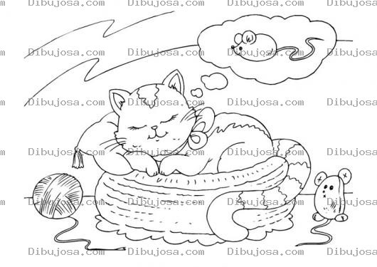 Dibujo para colorear Gato Durmiendo Para Colorear