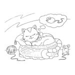 Dibujo para colorear Gato Durmiendo Para Colorear