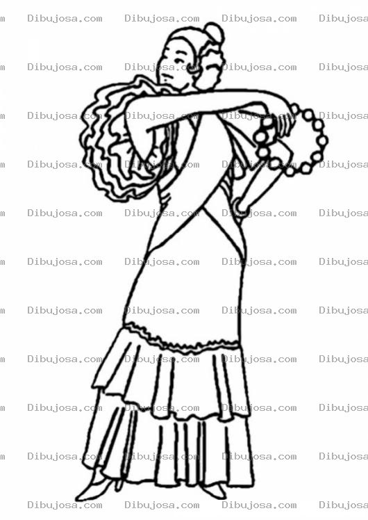 Dibujo para colorear Bailadora De Flamenco Para Colorear