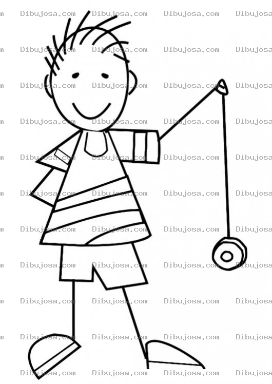 Dibujo para colorear Chiquillo Jugando Yoyo Para Colorear