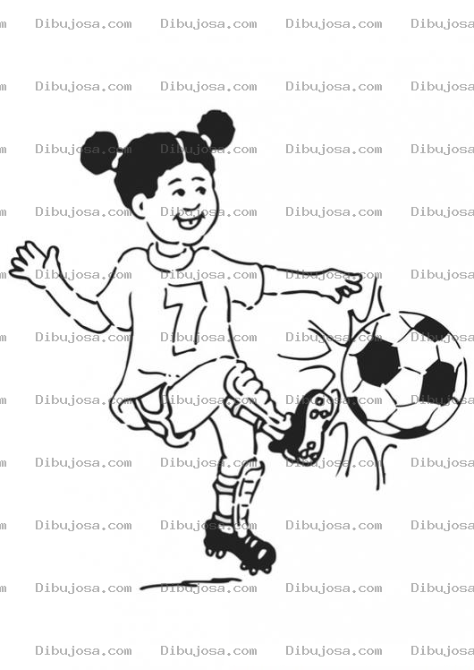 Dibujo para colorear Negrita Jugando Futbol Para Colorear