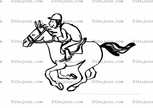 Dibujo para colorear Carrera De Caballos Jinete Sobre Un Caballo Veloz Para Colorear Y Pintar