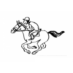 Dibujo para colorear Carrera De Caballos Jinete Sobre Un Caballo Veloz Para Colorear Y Pintar