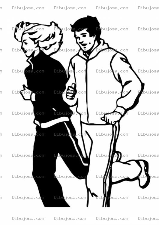 Dibujo para colorear Dibujo De Una Pareja Trotando Preparandose Para Una Carrera De Maraton