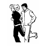 Dibujo para colorear Dibujo De Una Pareja Trotando Preparandose Para Una Carrera De Maraton