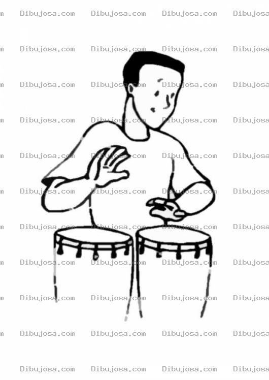 Dibujo para colorear Negrito Con Timbales Para Pintar