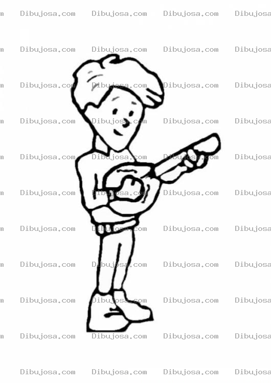 Dibujo para colorear Nene Con Guitarra Para Colorear