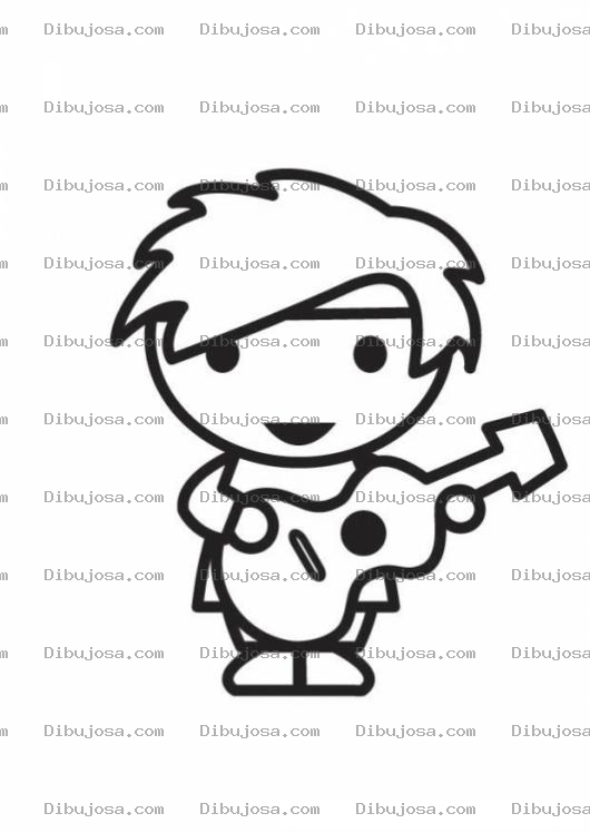 Dibujo para colorear Chiquillo Guitarrista Para Pintar