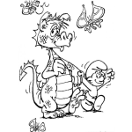 Dibujo para colorear Dibujo De Un Pitufo Con Un Dragon Para Pintar