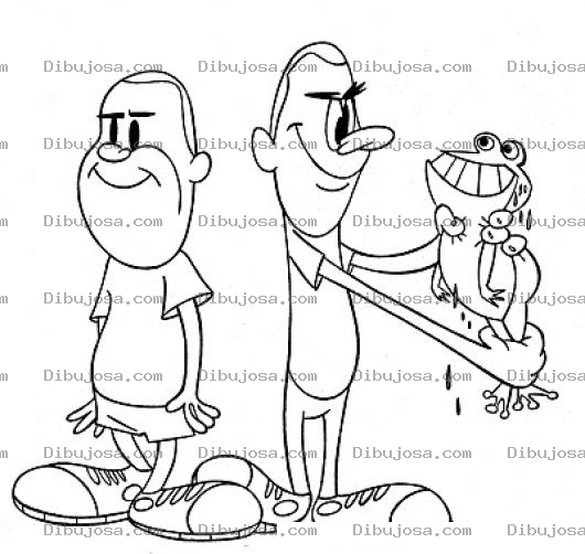 Dibujo para colorear Colorear Dos Hombres Con Una Rana