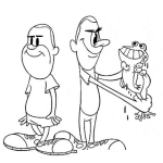 Dibujo para colorear Colorear Dos Hombres Con Una Rana