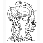 Dibujo para colorear Pareja de Precious Moments para pintar