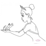 Dibujo para colorear Dibujo De Una Rana Besando A Una Princesa