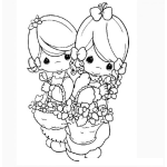 Dibujo para colorear Amigas de Precious Moments para colorear