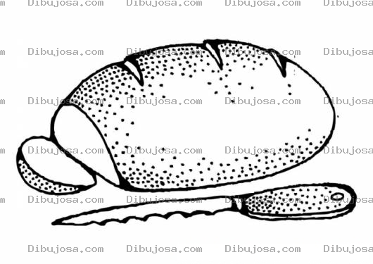 Dibujo para colorear Pan Con Cuchillo Para Pintar