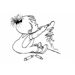 Dibujo para colorear Dibujo De Una Bebe Pintando Y Rayando La Pared Con Crayones De Cera