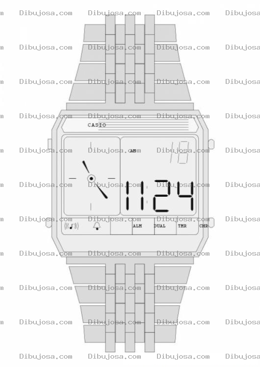 Dibujo para colorear Dibujo De Un Reloj Casio Digital De Pulsera