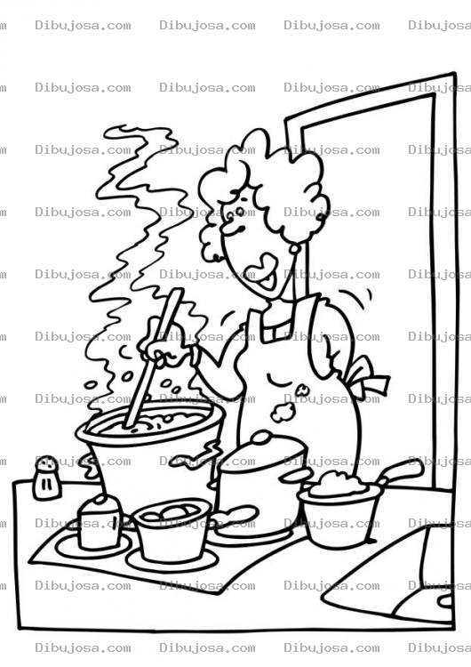 Dibujo para colorear Dibujo De Mama Cocinando