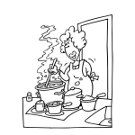 Dibujo para colorear Dibujo De Mama Cocinando