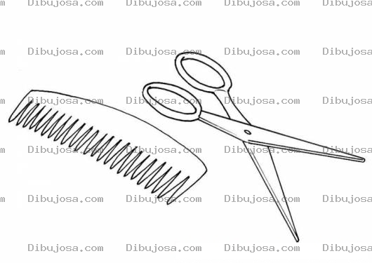 Dibujo para colorear Dibujo De Tijeras Y Peine