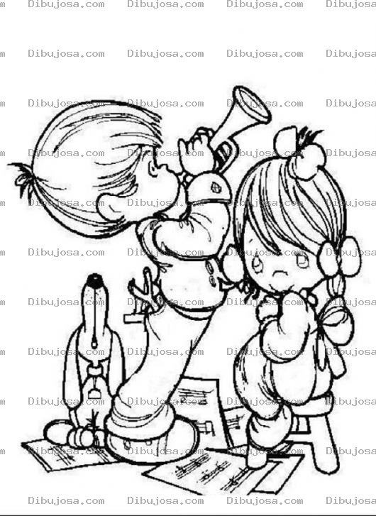 Dibujo para colorear Pintar muchacho Tocando trompeta de Precios moments