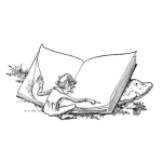Dibujo para colorear Colorear Elfo Leyendo Un Libro